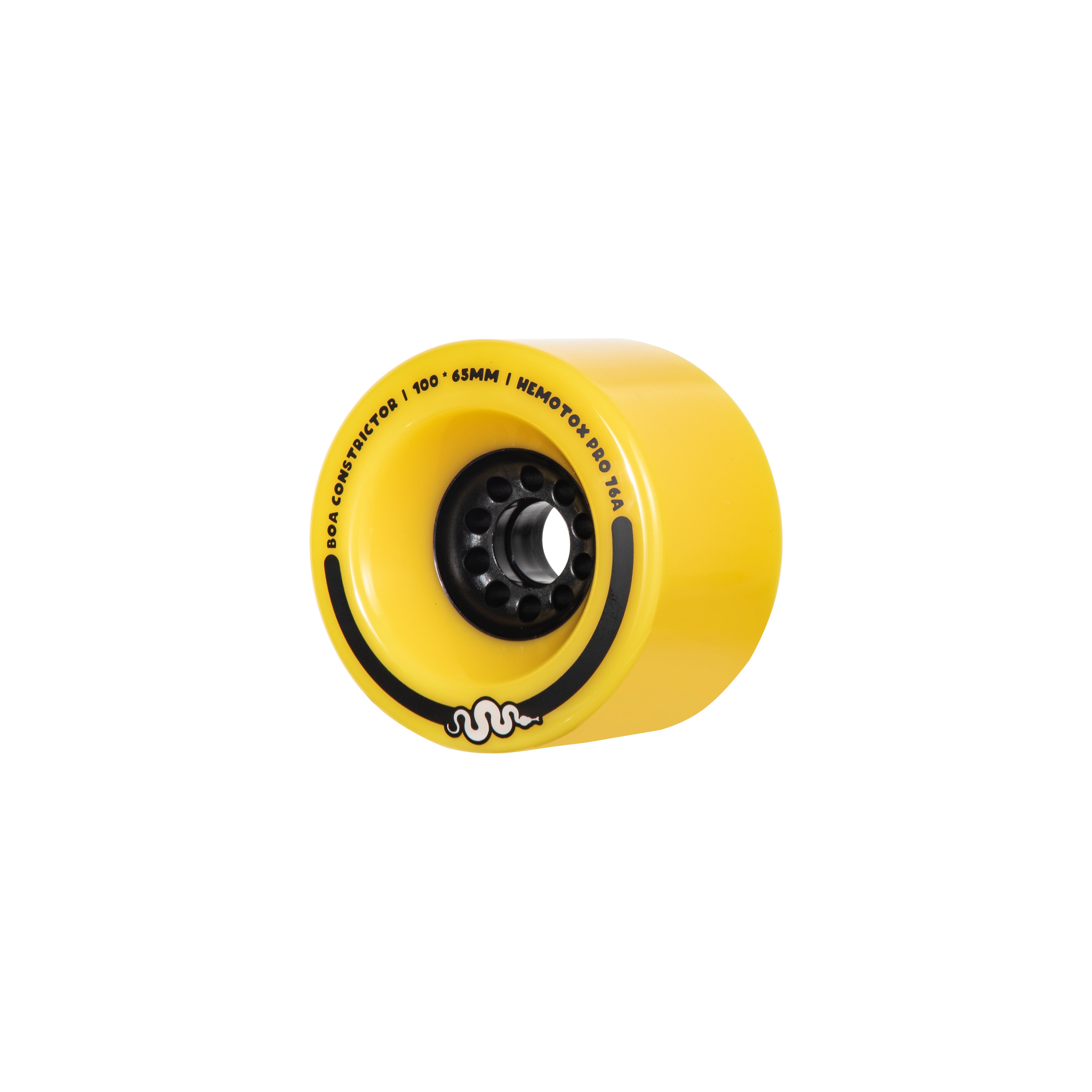 Yellow Boa Constrictor 100mm Race longboard wheel with black core