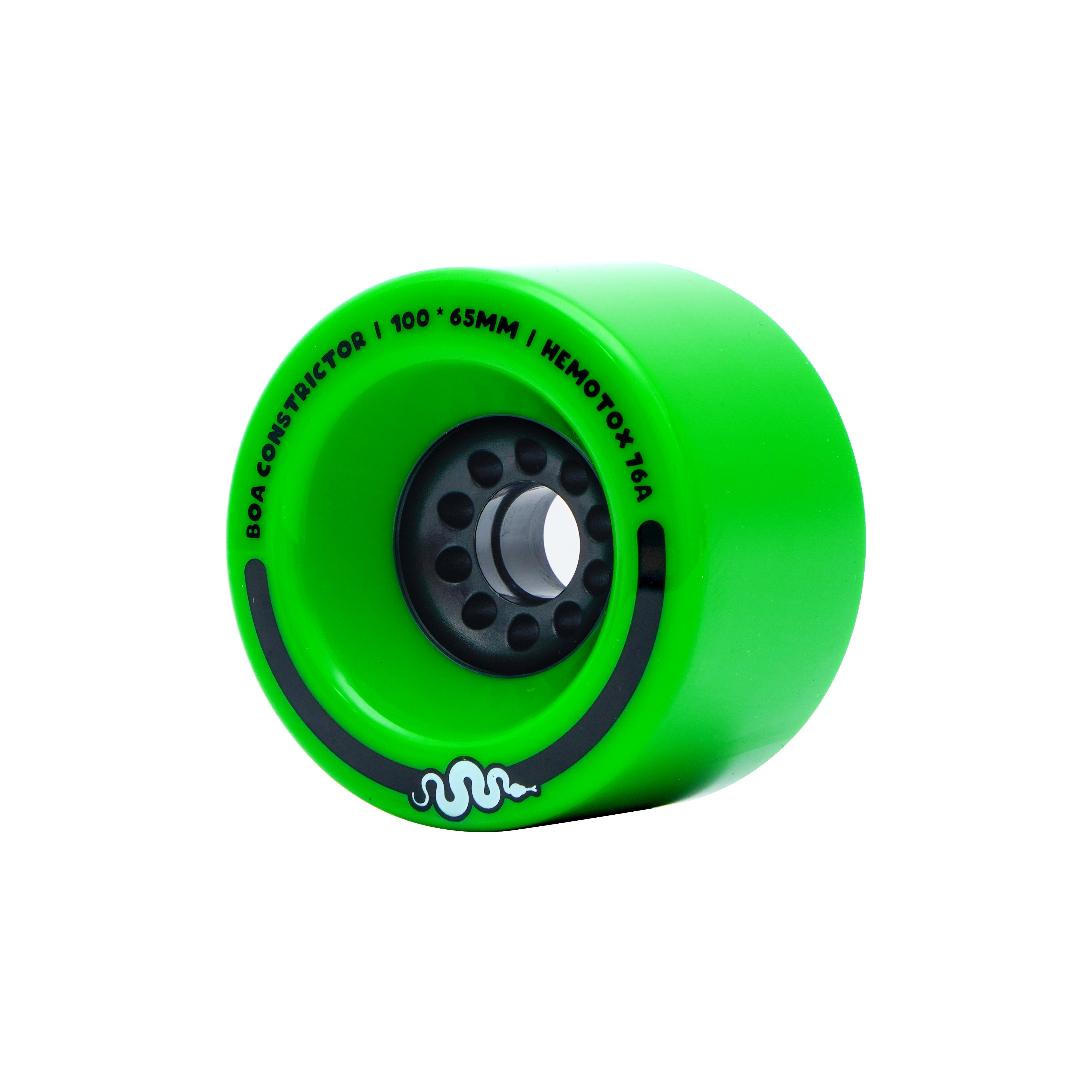 Jungle Green Boa Constrictor 100mm longboard wheel showcasing its black core